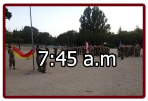 Horario en el campamento militar 7:45 a.m